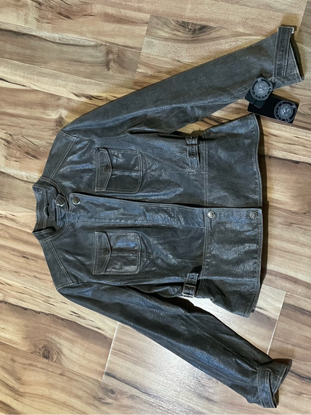 NWT Black Rivet Women’s Brown Weathered Leather Motorcycle Utility Moto Jacket